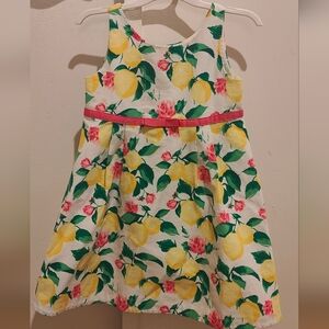 Janie and Jack Lemon Print Dress - Yellow, Green, Pink